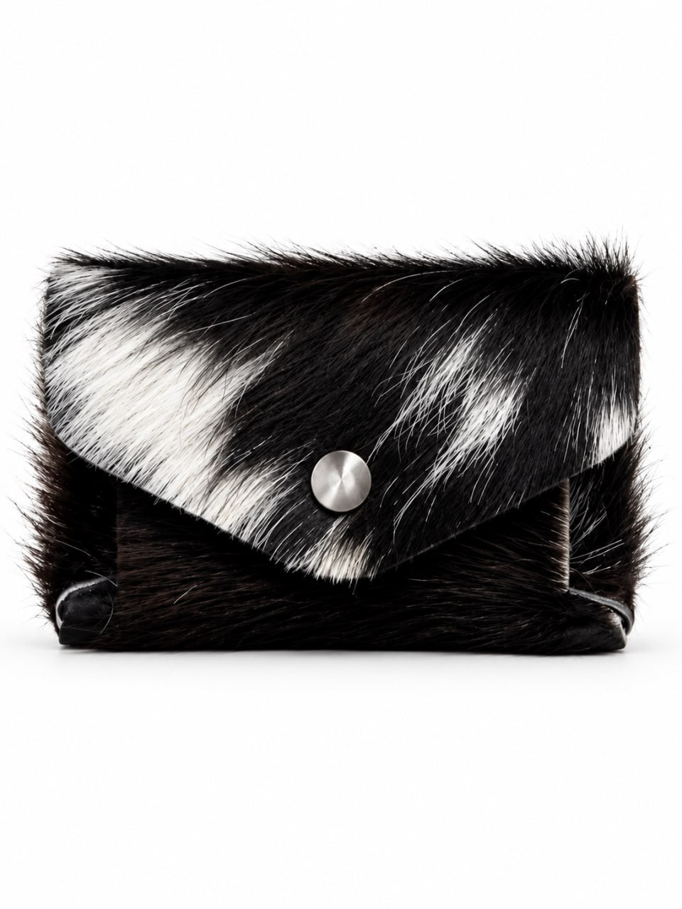 Cowhide envelope wallet with silver-tone snap