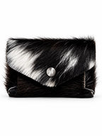 Cowhide envelope wallet with silver-tone snap