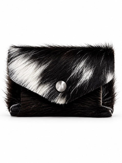 Cowhide envelope wallet with silver-tone snap
